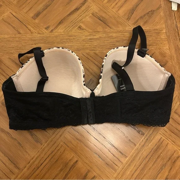 Strapless Torrid Multiway Leopard Print & Black scalloped lace bra - Picture 7 of 9